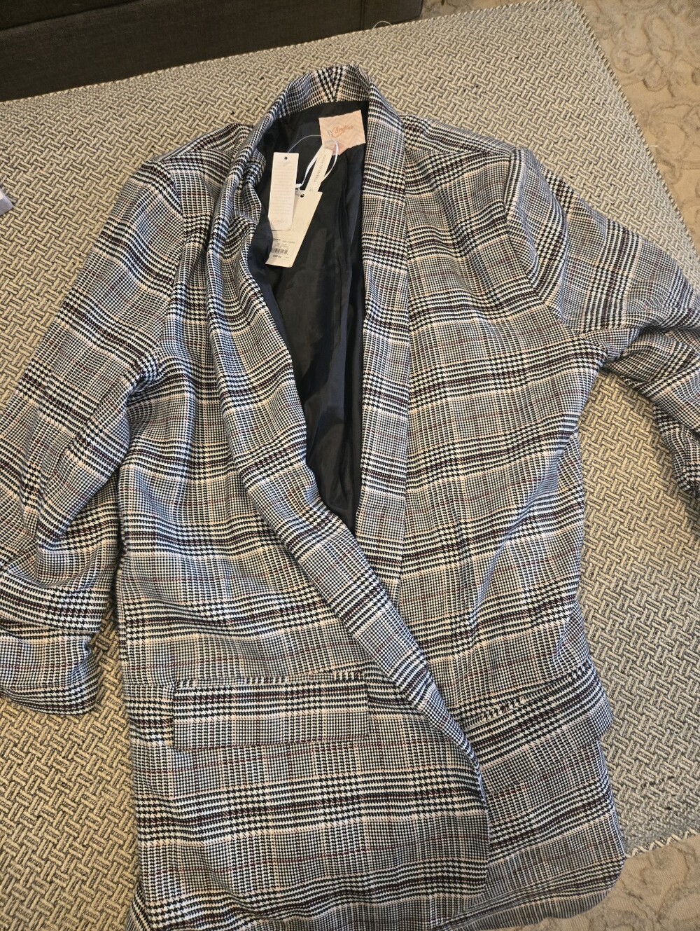 Candie's Black, White and Pink Plaid Blazer